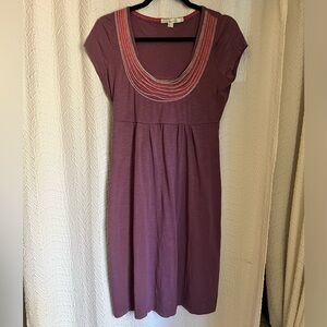 Boden Purple Embroidered Scoop Neck Midi Dress